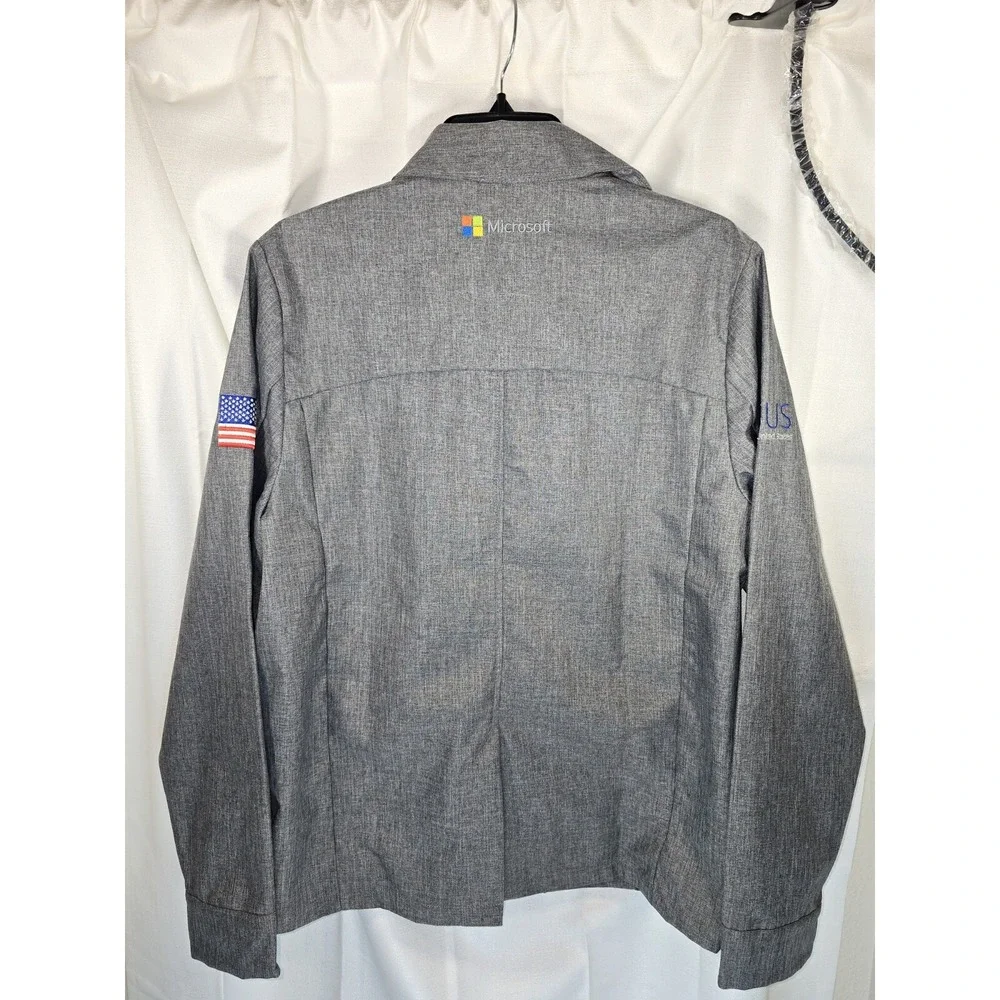 Microsoft North America MSUS‎ Employee Jacket Gray Pockets Zip Mens Medium NWOT